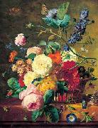Jan van Huysum Basket of Flowers oil on canvas